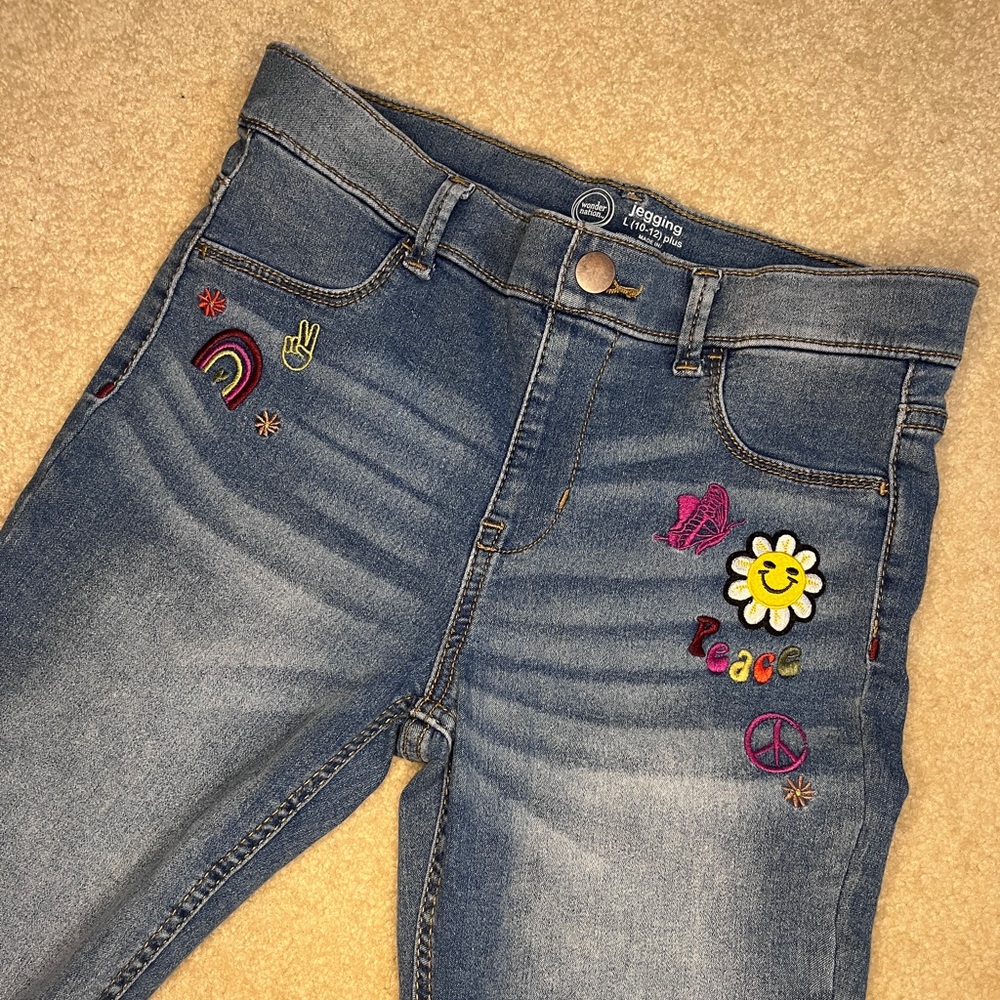 Embroidered jeggings girls